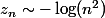 z_n \sim -\log(n^2)